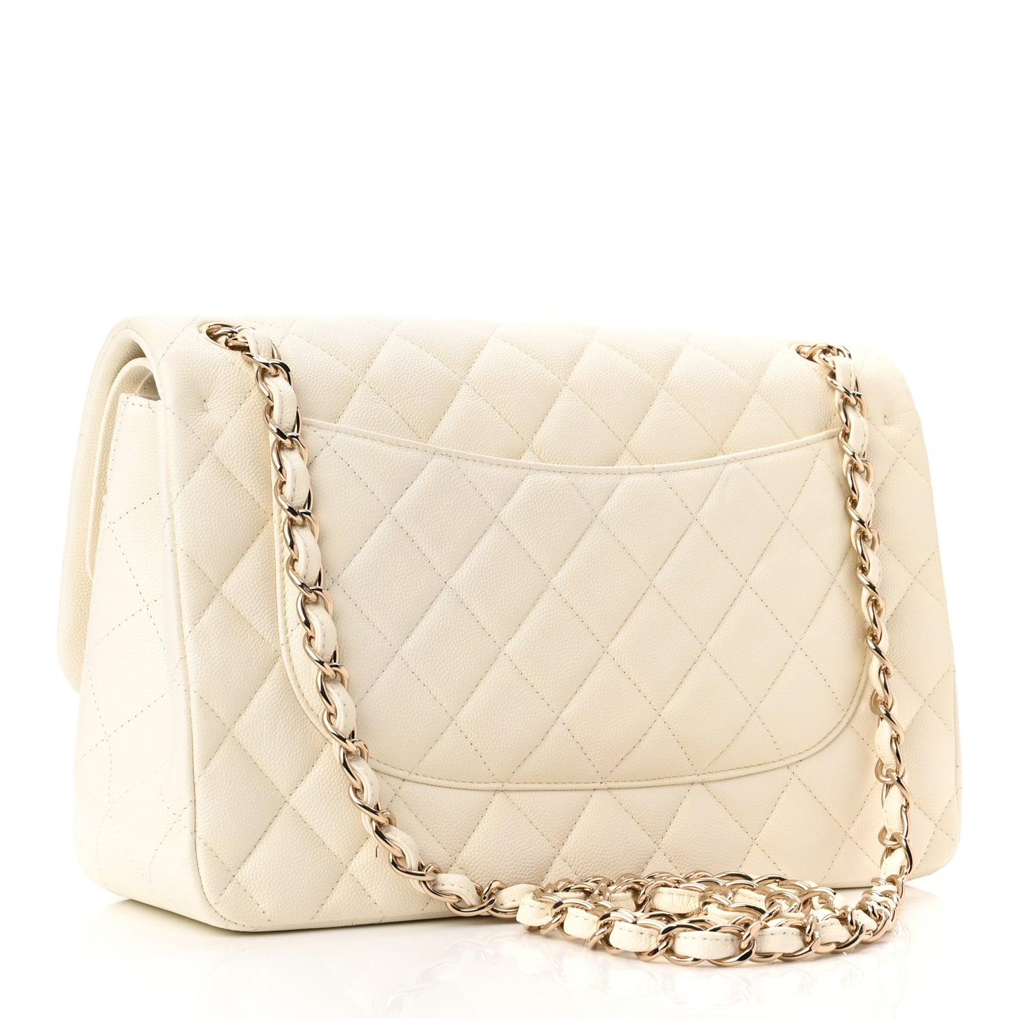 Caviar Quilted Jumbo Double Flap White