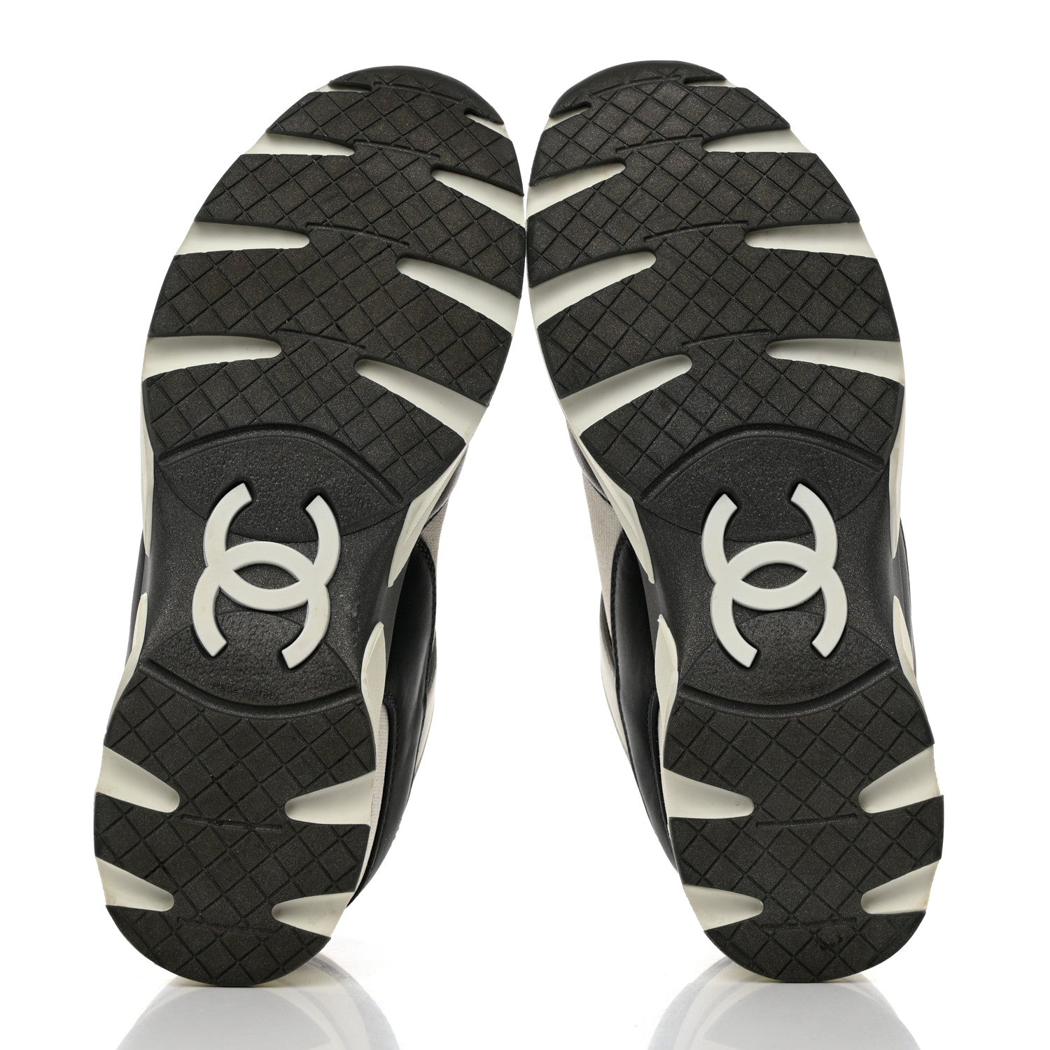 Chanel Suede Calfskin CC Sneakers 37 White Grey 5 of 8