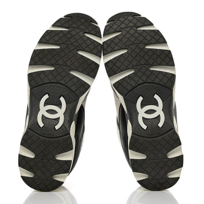 Chanel Suede Calfskin CC Sneakers 37 White Grey 5 of 8