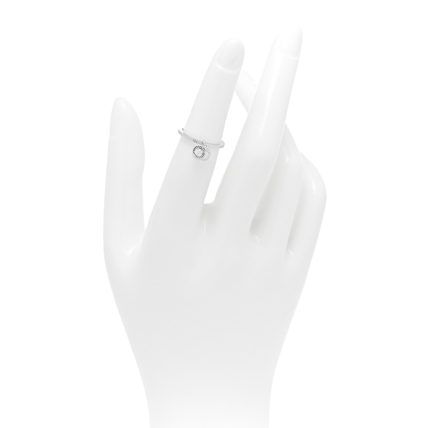 Gucci 18K White Gold Running G Charm Ring 49 4.75 2 of 6