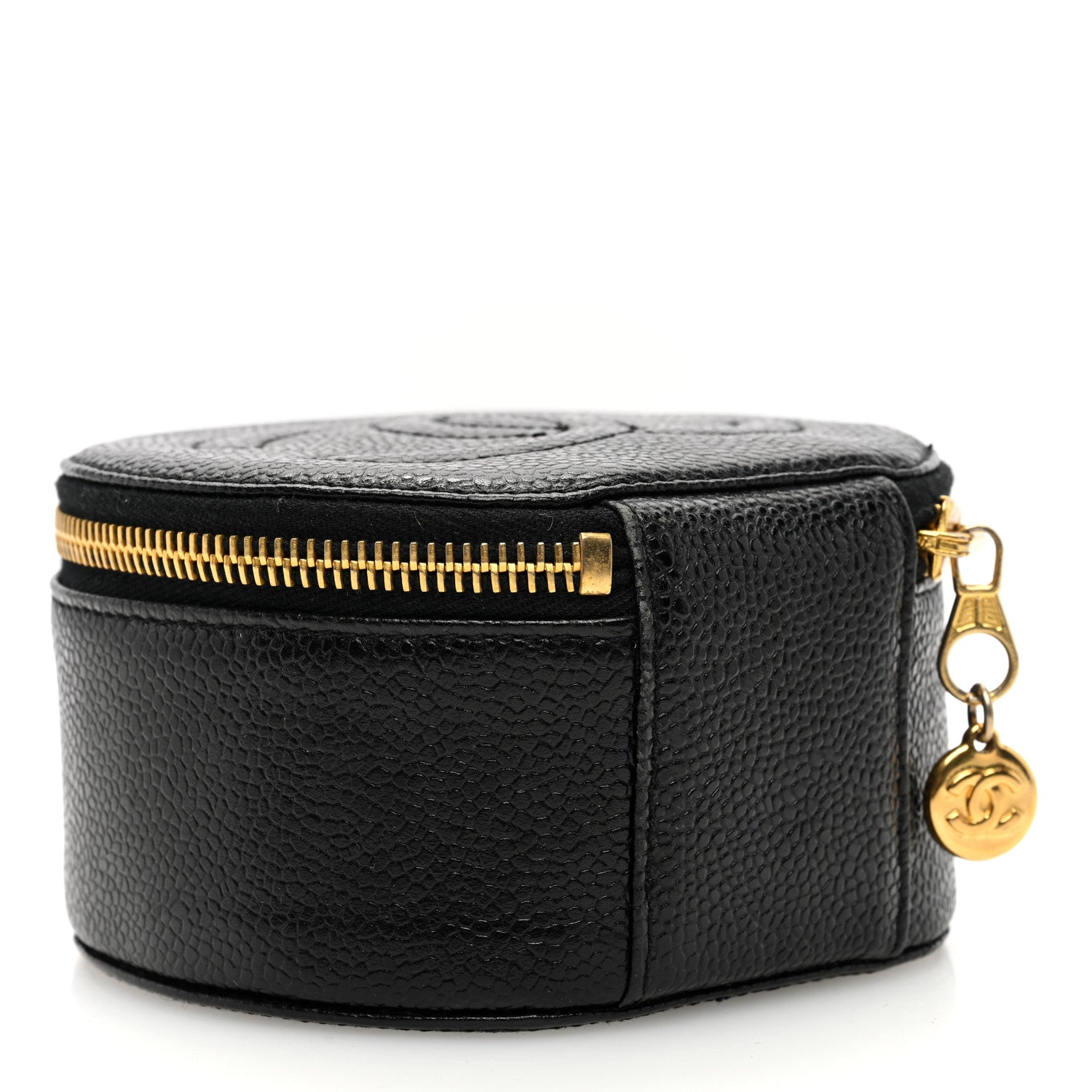 Chanel Caviar Round Jewelry Travel Case Black 3 of 7