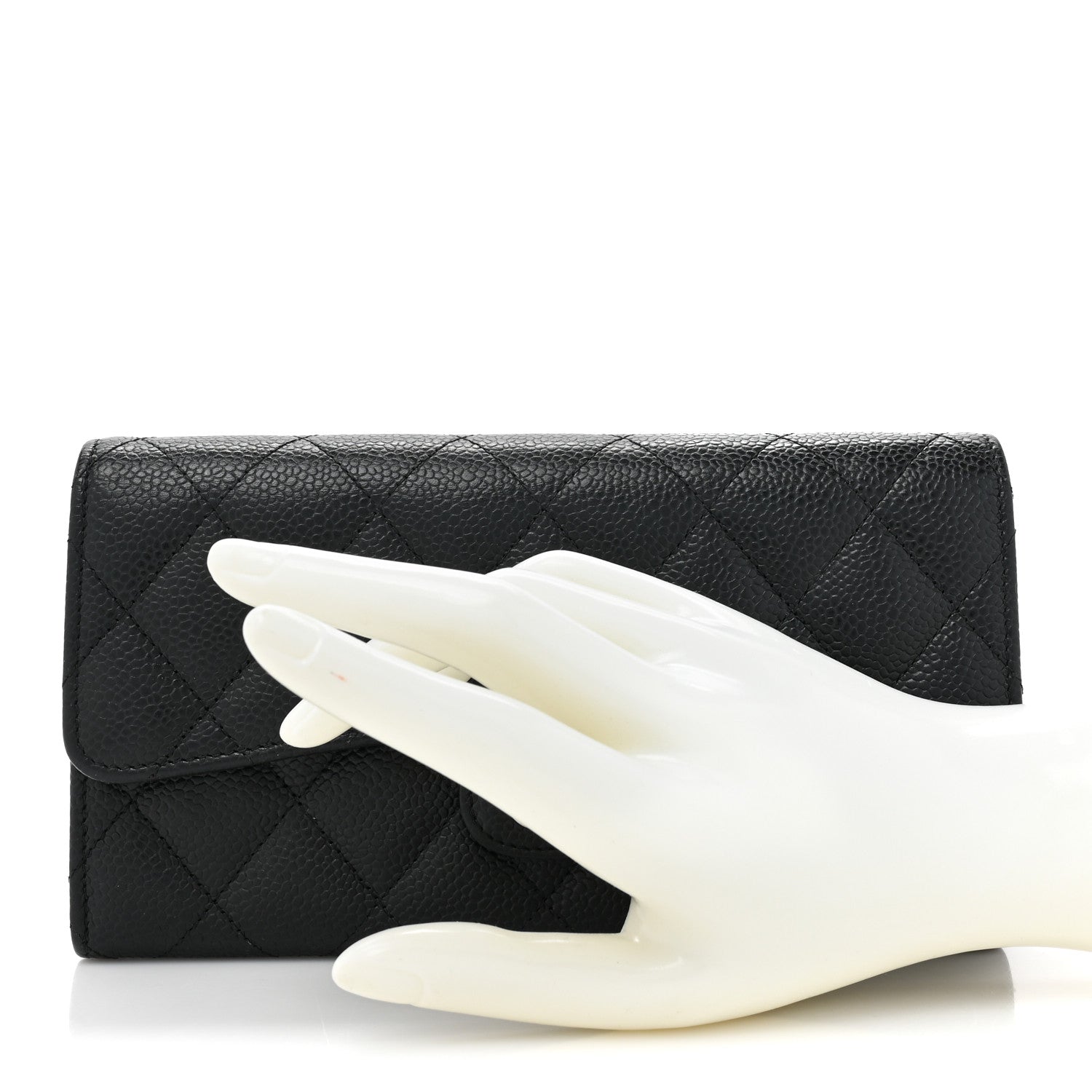 Chanel Caviar Quilted Large Gusset Flap Wallet Black 2 of 16