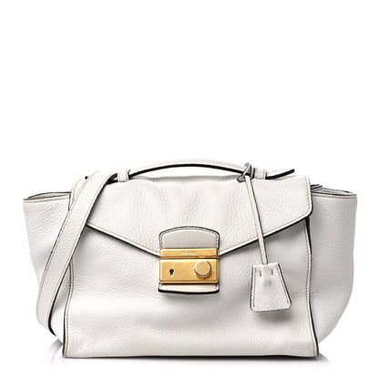 Prada Vitello Daino Sound Twin Pocket Satchel Bianco 1 of 16