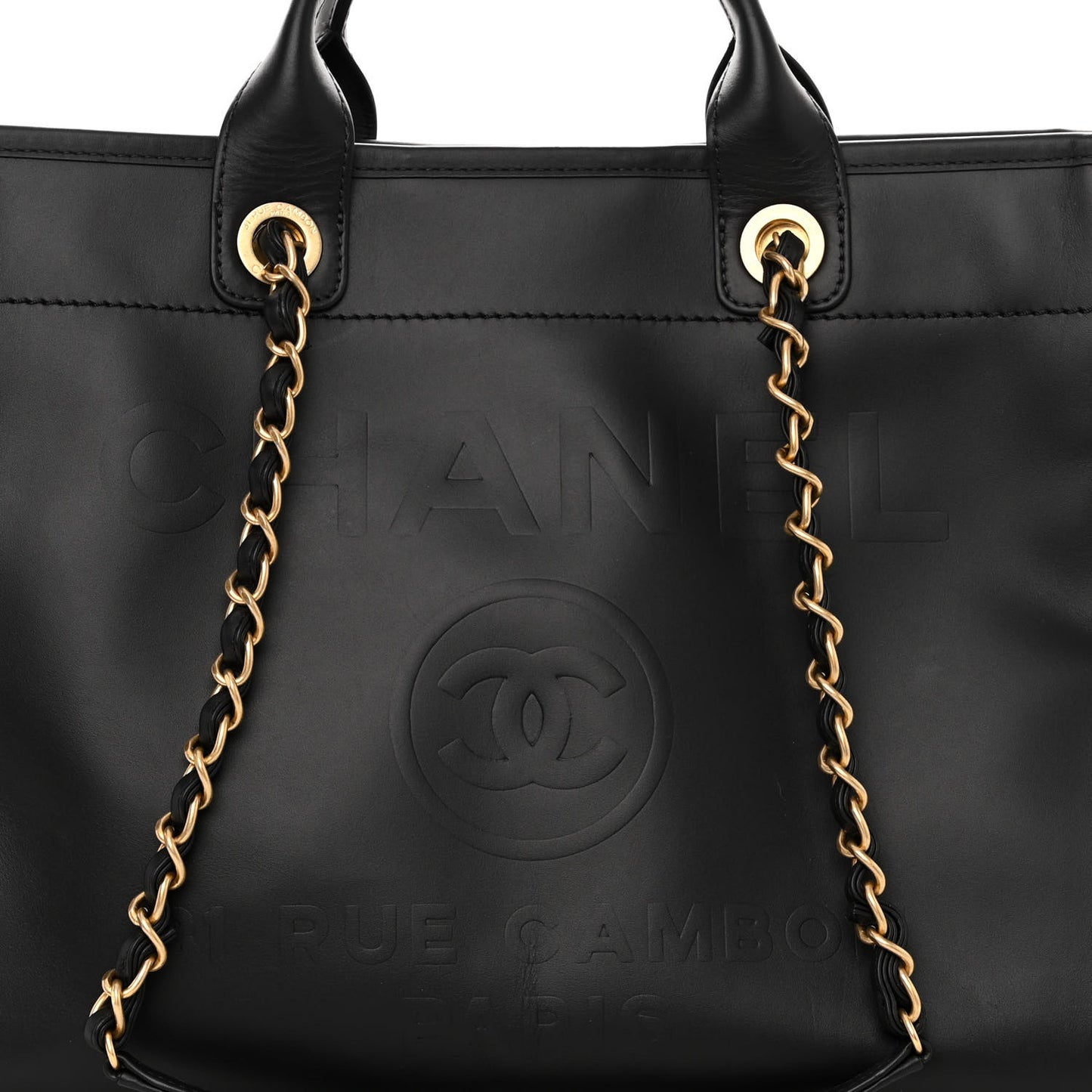 Calfskin Medium Deauville Tote Black