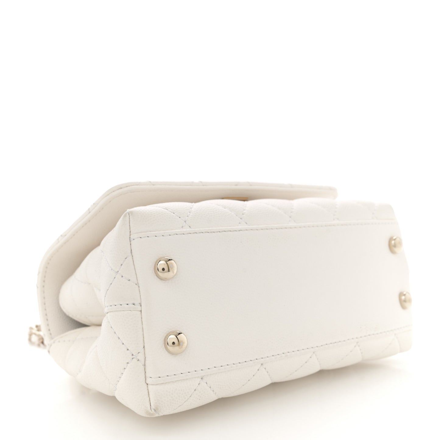 Caviar Quilted Extra Mini Coco Handle Flap White