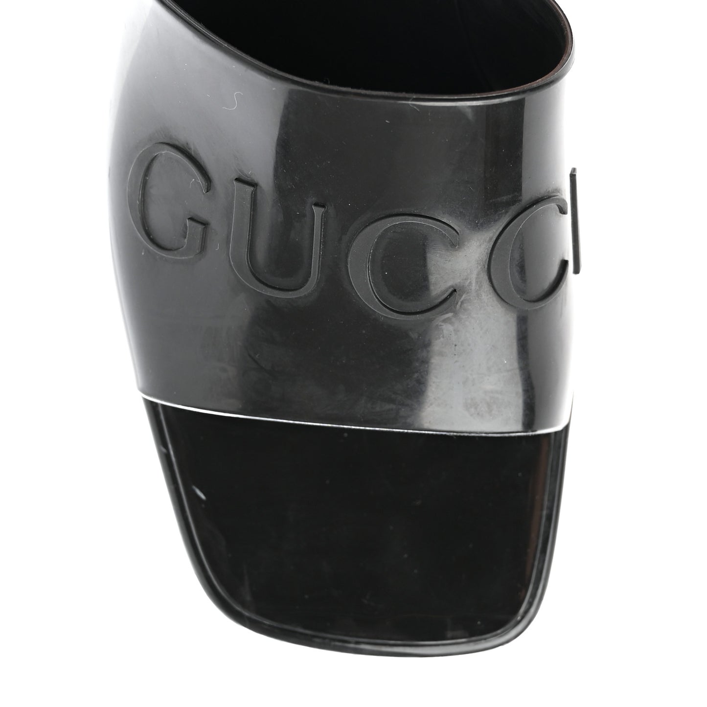 Rubber Gucci Logo Womens Platform 20/60mm Slide Sandals Black