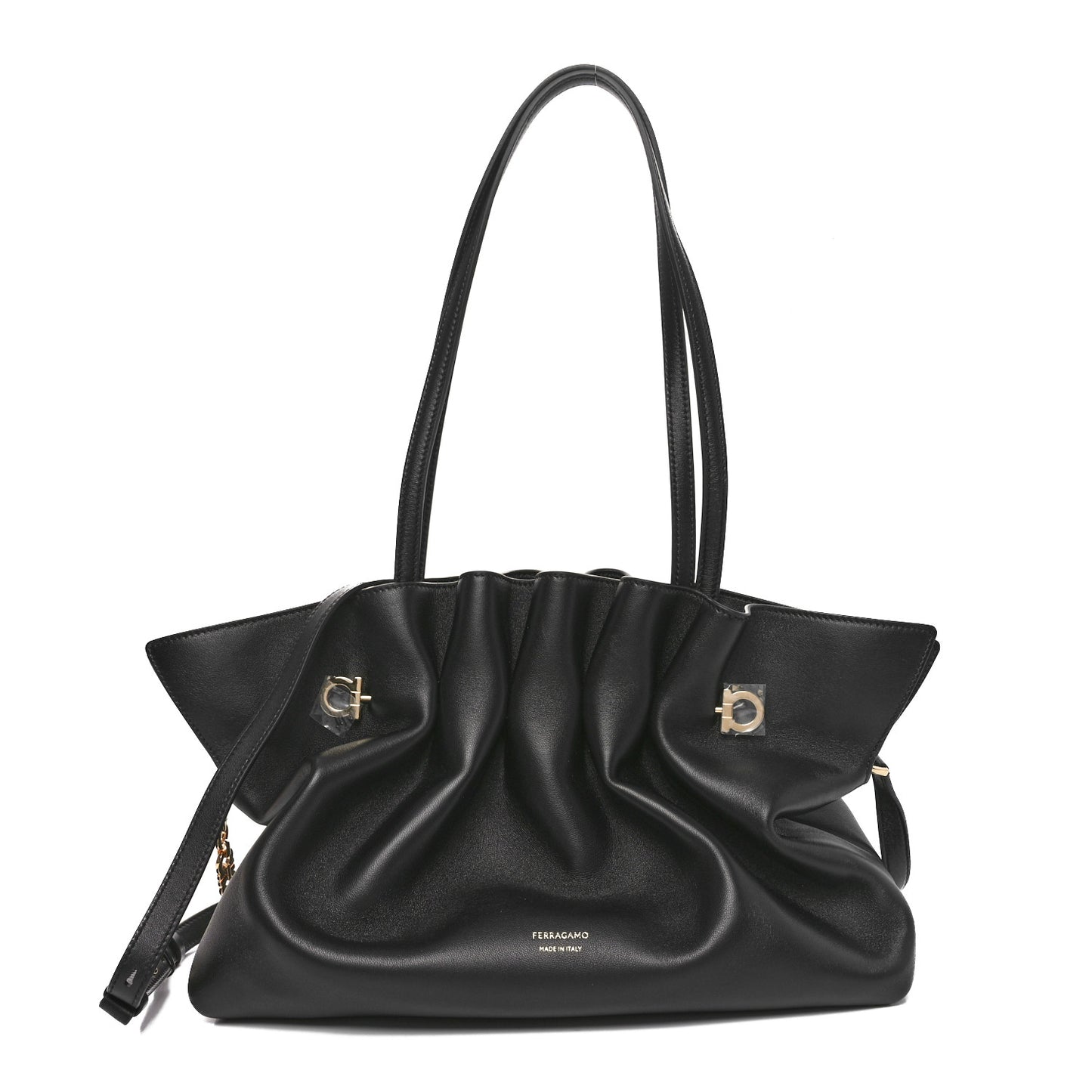 Lambskin Medium Dumpling Soft Bag Black