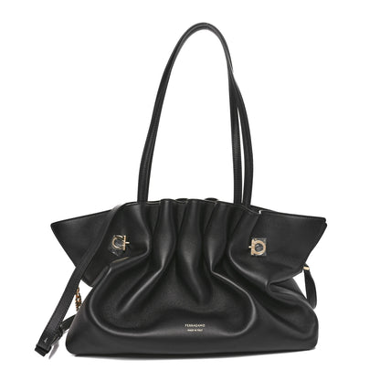 Salvatore Ferragamo Lambskin Medium Dumpling Soft Bag Black 1 of 10