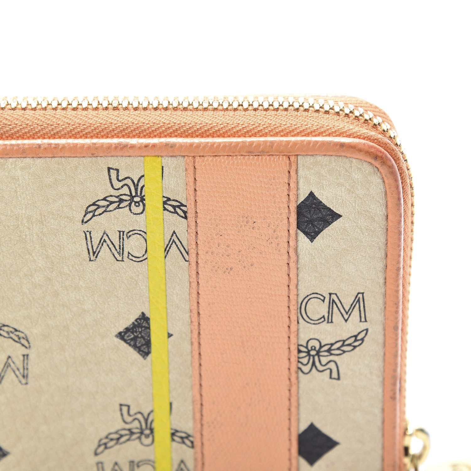 MCM Visetos Striped Zip Around Wallet Beige Orange 12 of 12