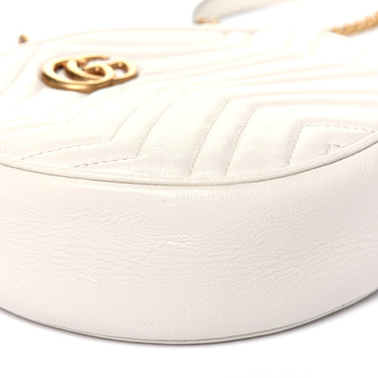 Gucci Calfskin Matelasse Mini GG Marmont Round Shoulder Bag White 10 of 12