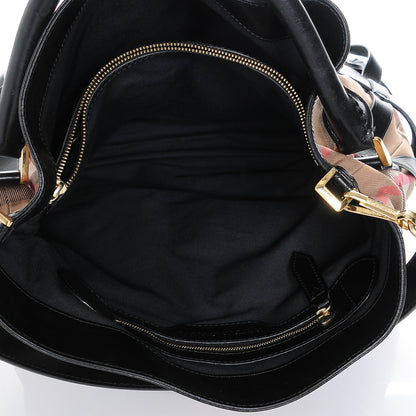 Burberry House Check Bridle Calfskin Medium Gosford Hobo Black 5 of 6