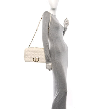 Christian Dior Grained Calfskin Cannage Large Caro Bag Latte 2 of 10