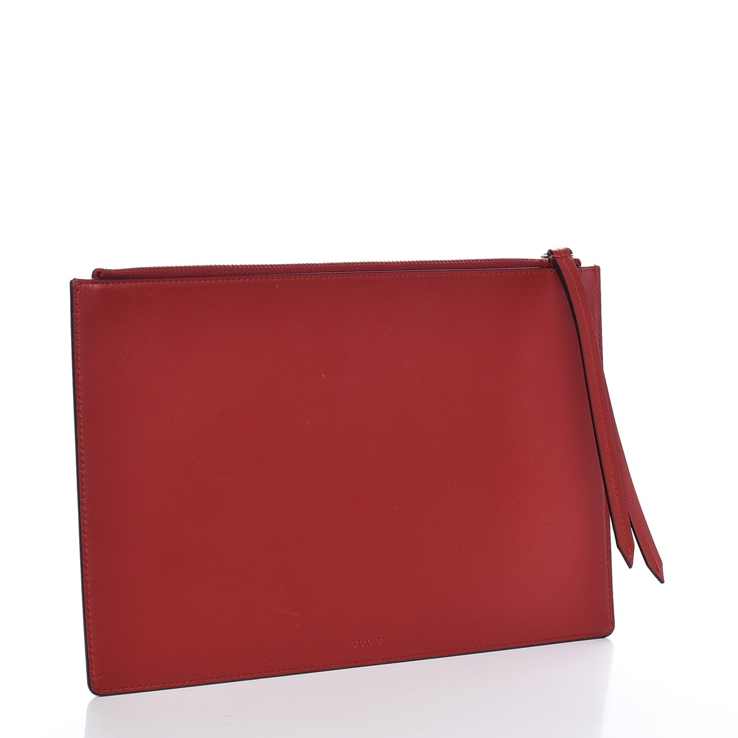 Calfskin GG Supreme Monogram Embroidered Rainbow Love Zip Pouch Red