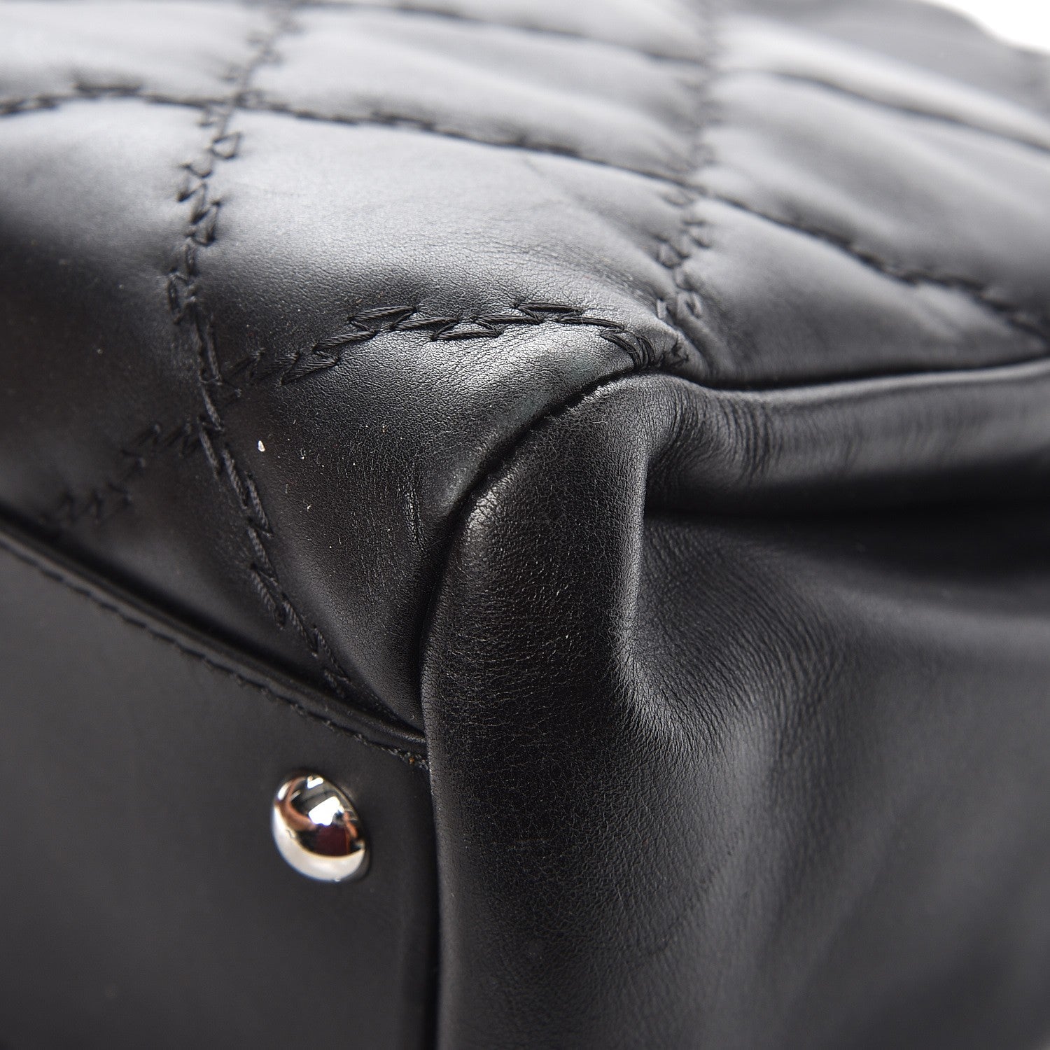 Chanel Calfskin Double Stitch Large Hamptons Flap Bag Black 13 of 16