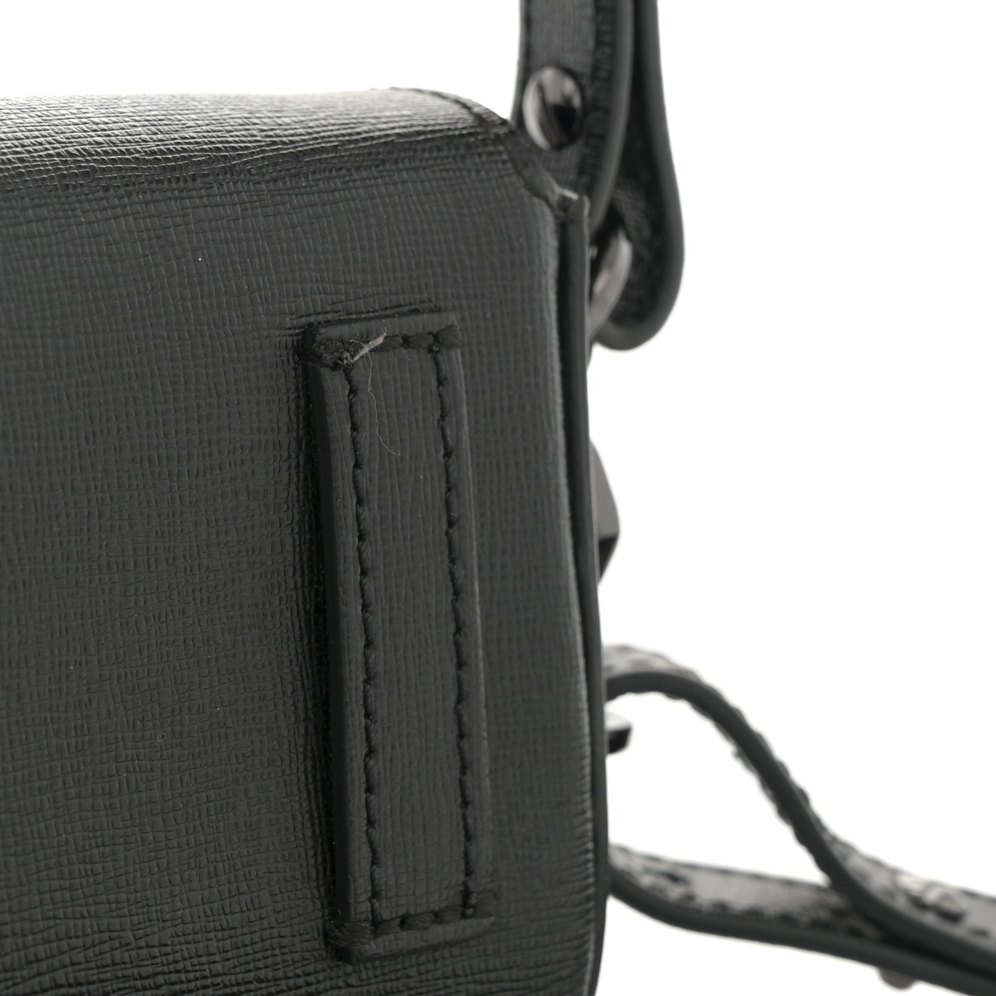 Saffiano Striped Baby Diag Binder Clip Bag Black White