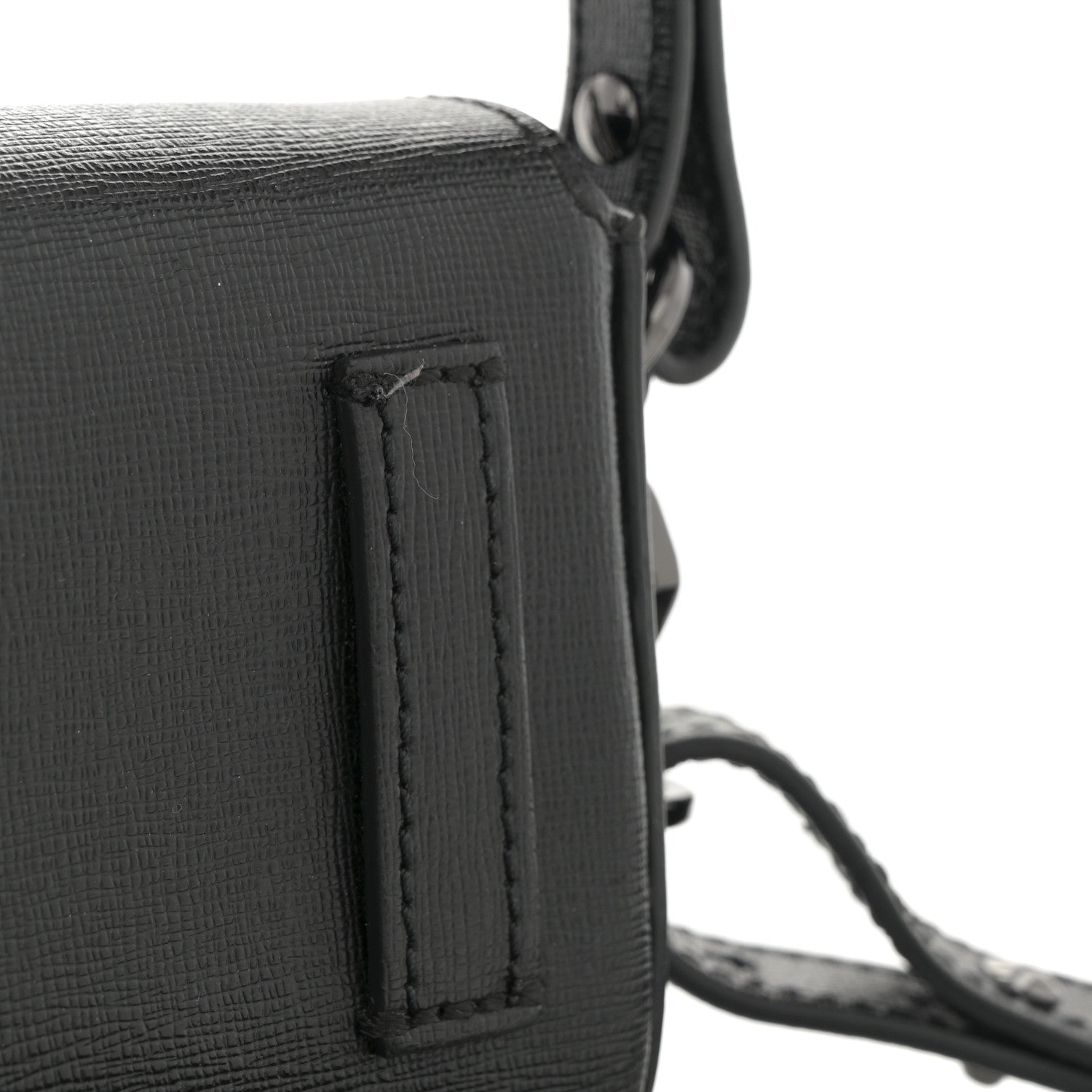 Off-White Saffiano Striped Baby Diag Binder Clip Bag Black White 12 of 12