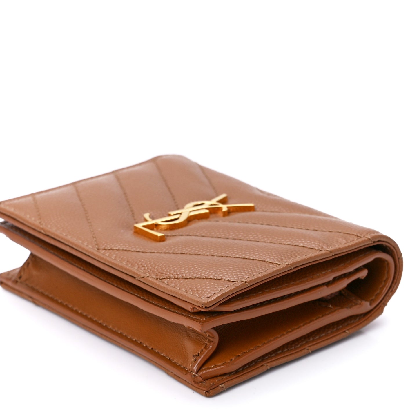Grain De Poudre Matelasse Chevron Monogram Flap Card Case Dark Natural