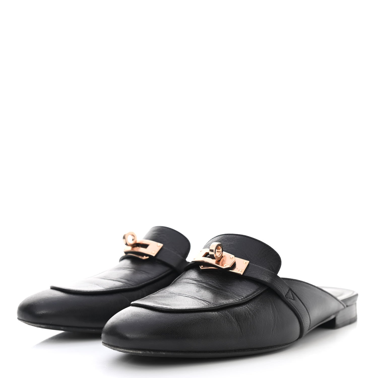 Hermes Goatskin Oz Mules 37.5 Black 3 of 13