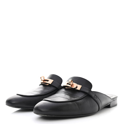 Hermes Goatskin Oz Mules 37.5 Black 3 of 13
