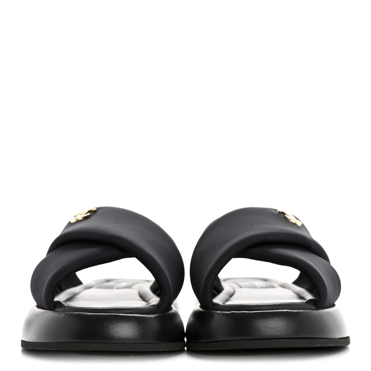 Chanel Fabric CC Mules Sandals 37 Black 3 of 10