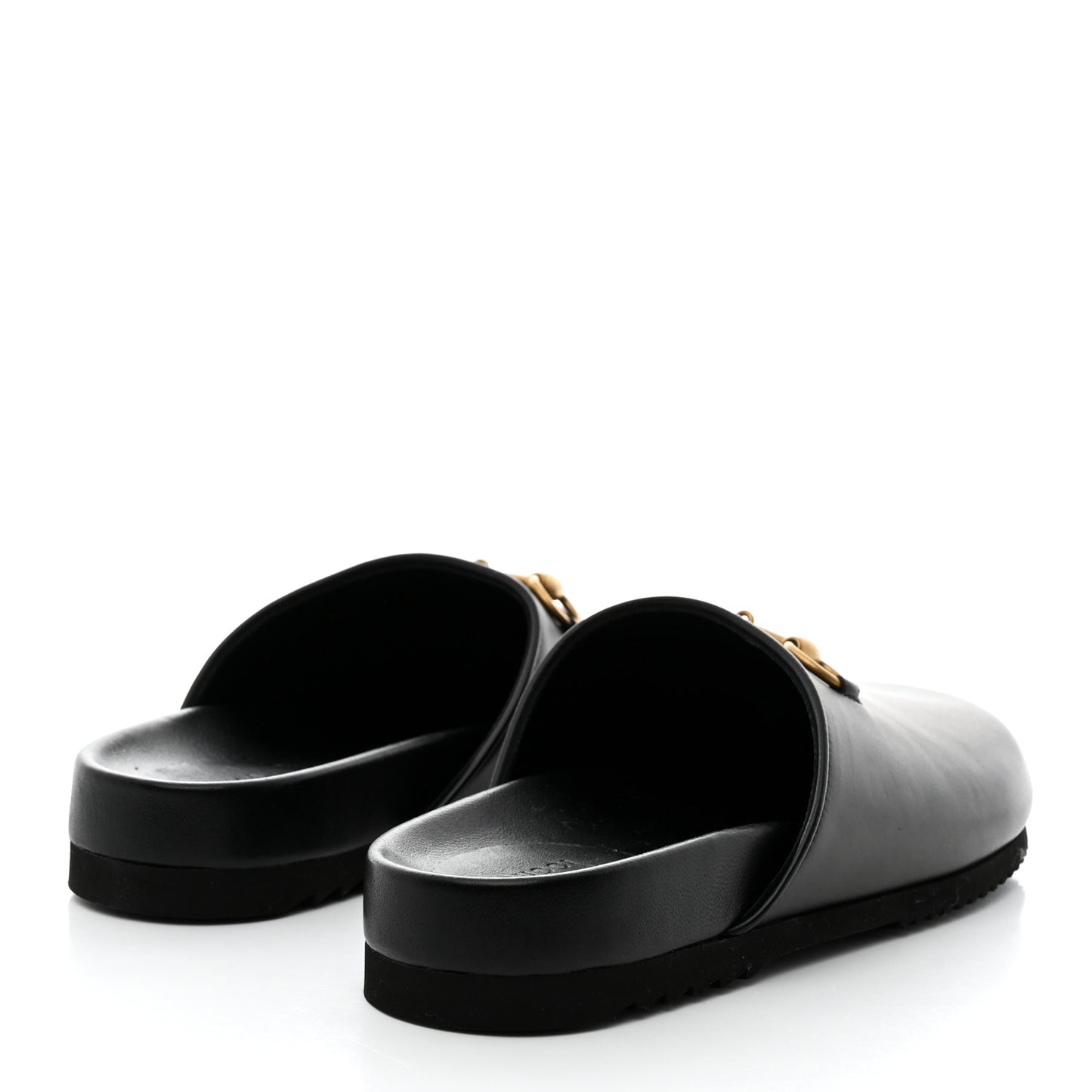 Jakarta Calfskin Womens Horsebit Slippers 40.5 Black