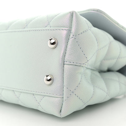 Chanel Iridescent Caviar Quilted Mini Coco Handle Flap Light Blue 10 of 11