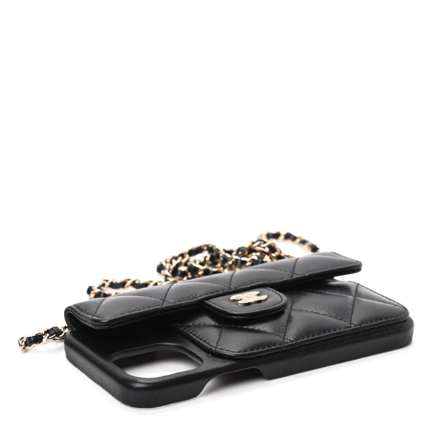 Chanel Lambskin Quilted iPhone XII Holder With Chain Black 3 of 6