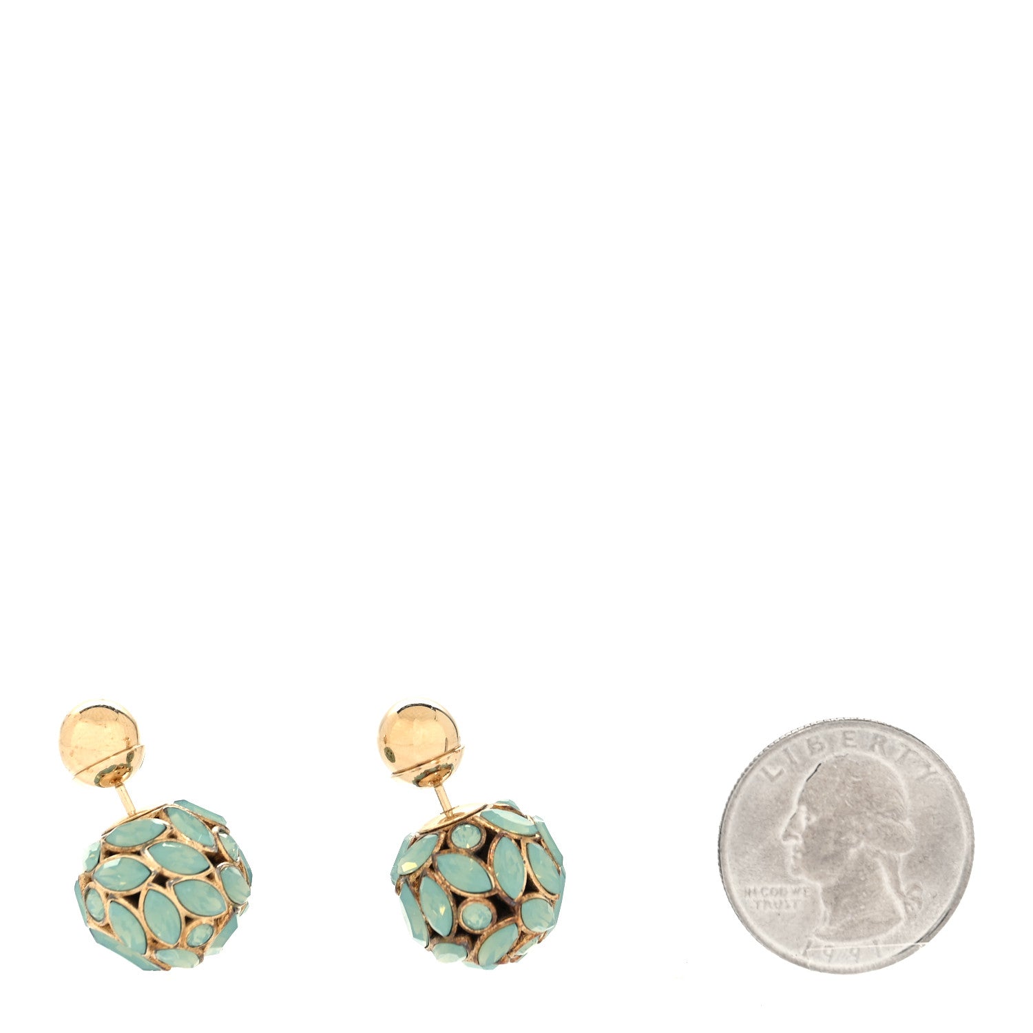 Christian Dior Metal Crystal Mise En Dior Tribal Earrings Green 2 of 4