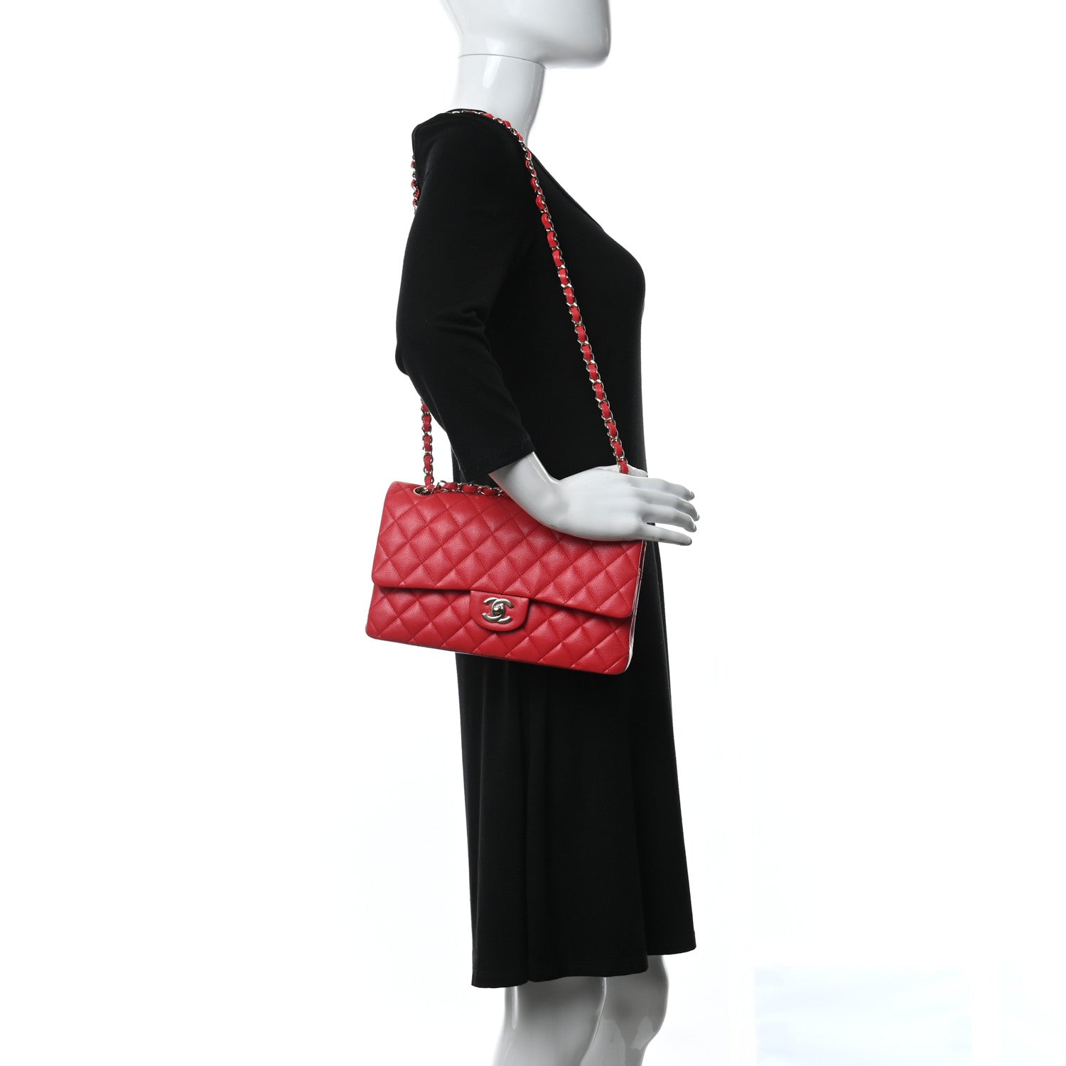 Chanel Caviar Quilted Medium Double Flap Red 2 of 12