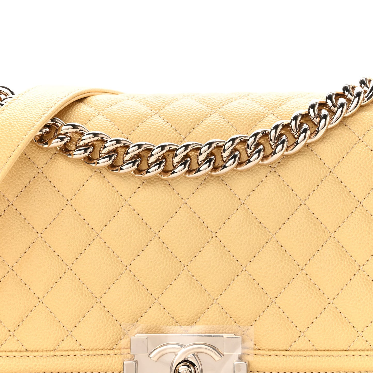 Caviar Quilted Medium Boy Flap Yellow