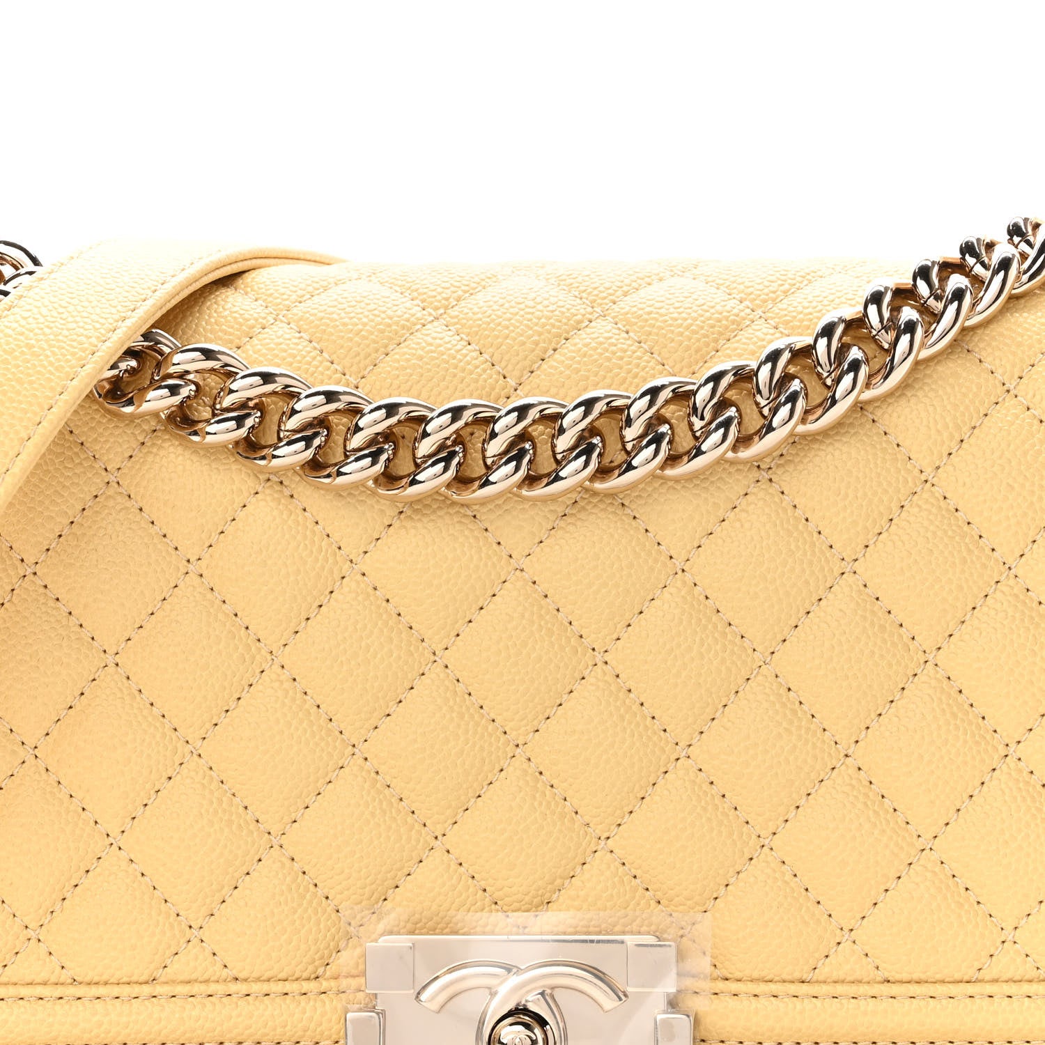 Chanel Caviar Quilted Medium Boy Flap Yellow 8 of 10