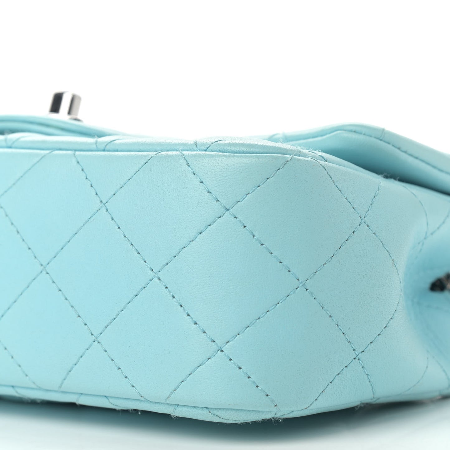 Lambskin Quilted Mini Rectangular Flap Light Blue