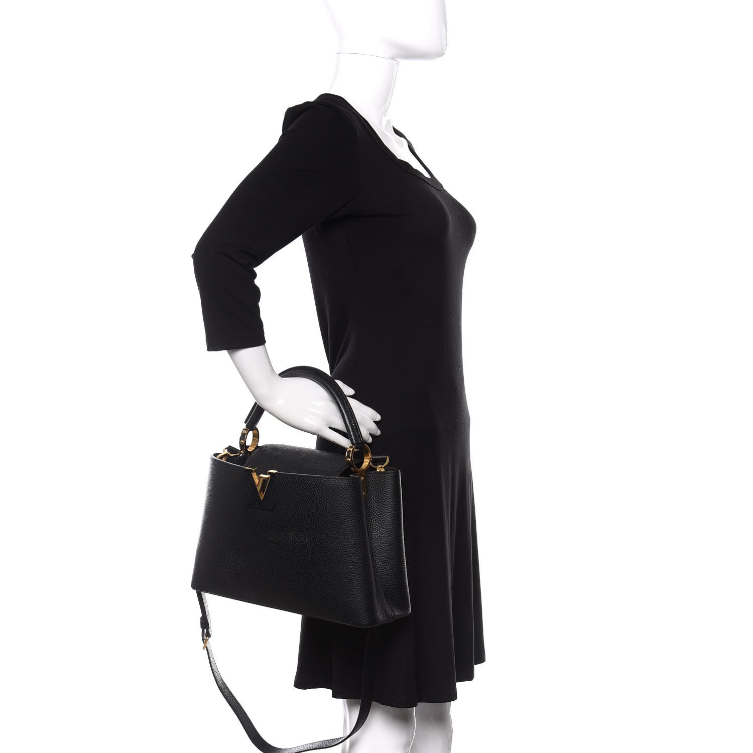 Louis Vuitton Taurillon Capucines PM Black 3 of 9