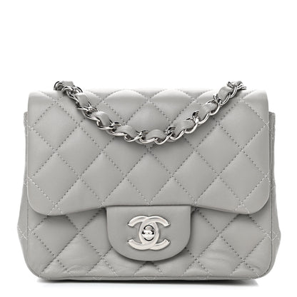 Chanel Lambskin Quilted Mini Square Flap Light Grey 2 of 8