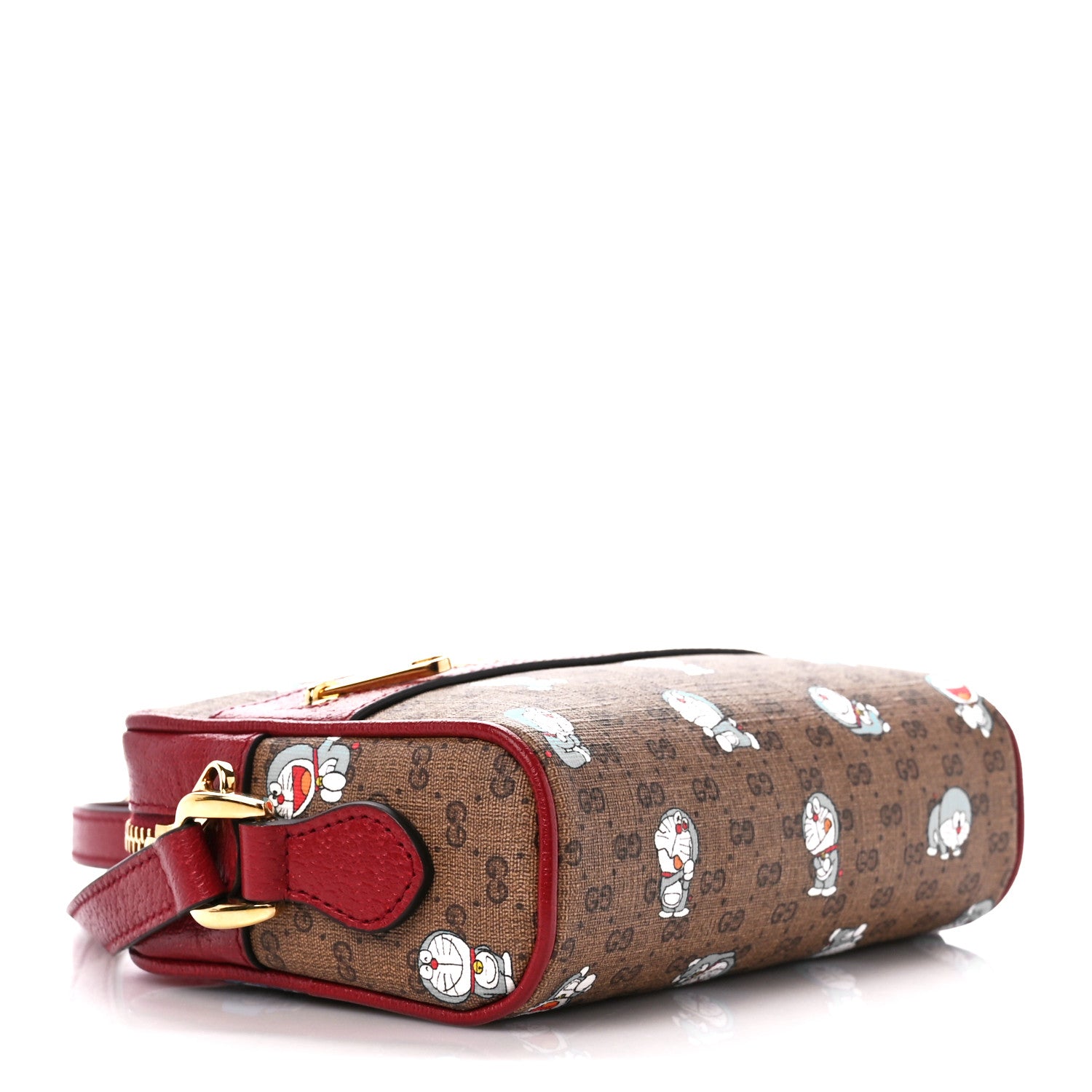 Gucci X DORAEMON Mini Vintage GG Supreme Monogram Camera Bag Beige Cherry Red 4 of 11