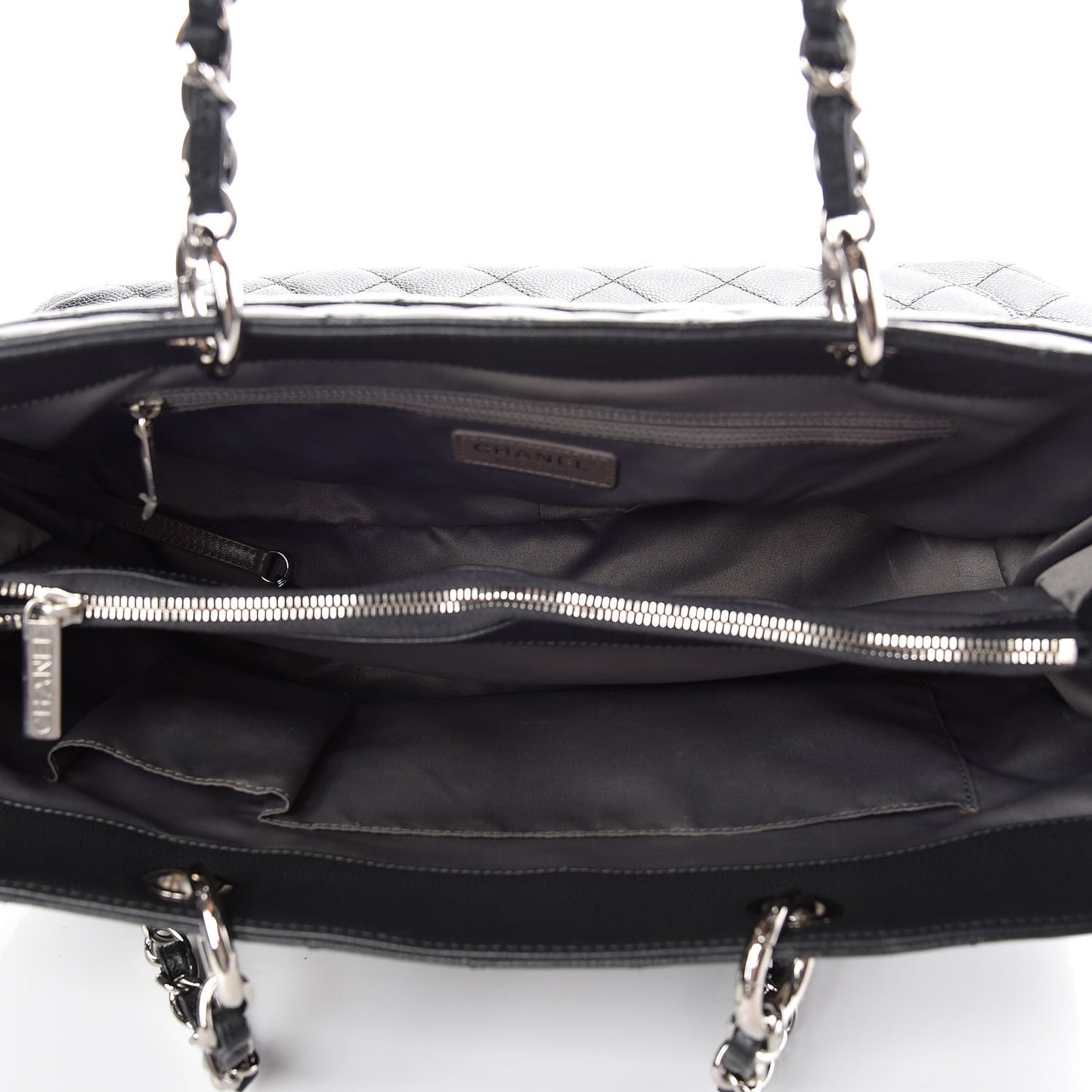 Caviar Quilted XL Grand Shopping Tote GST Dark Grey