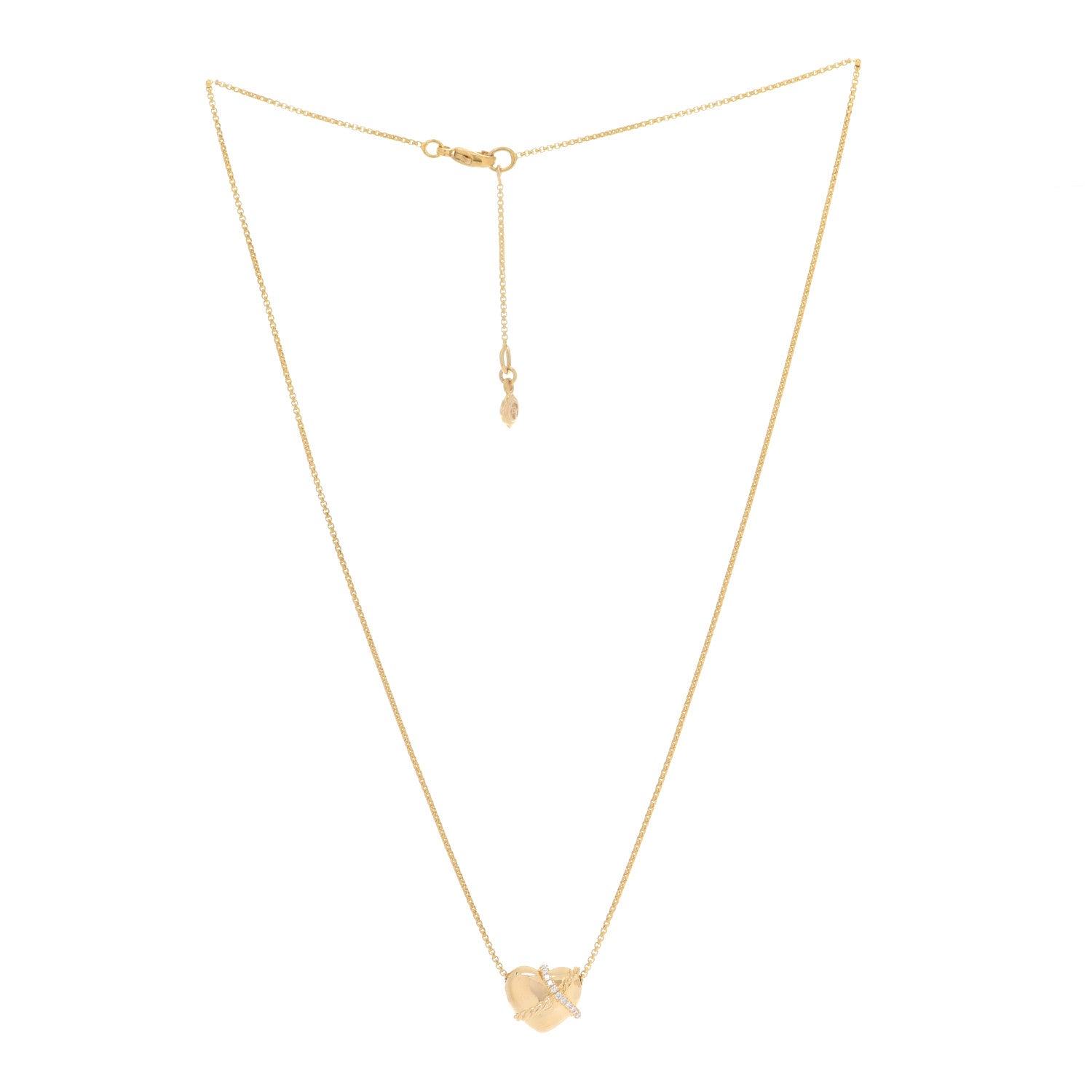 David Yurman 18K Yellow Gold Diamond Le Petit Coeur Heart Pendant Necklace 3 of 8
