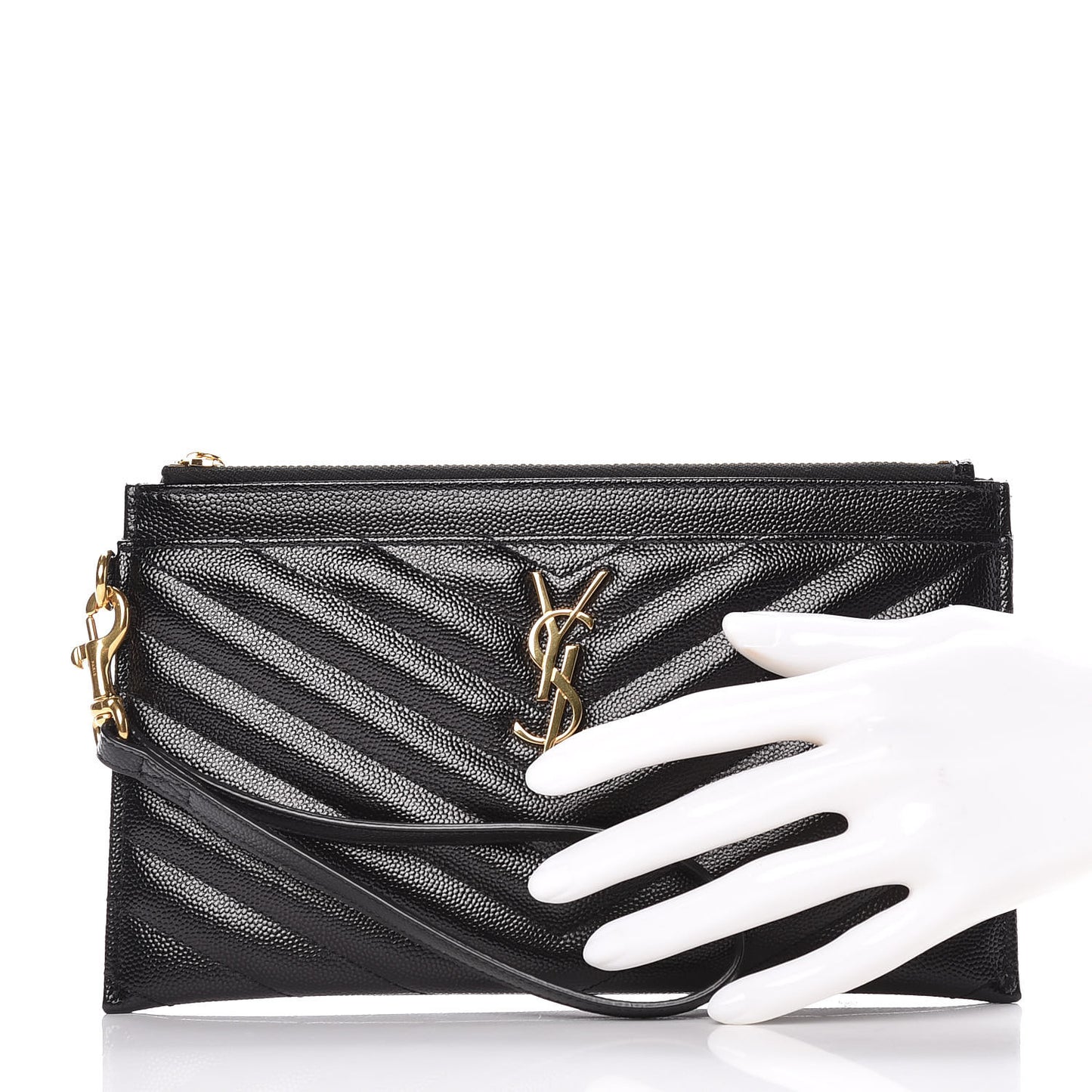 Grain De Poudre Chevron Monogram Bill Pouch Black
