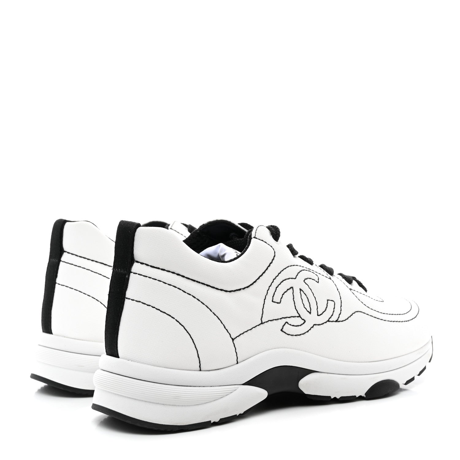 Chanel Cotton Sneakers 39 White Black 4 of 9
