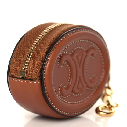 Celine Smooth Lambskin Small Triomphe Oval Coin Purse Tan 3 of 6