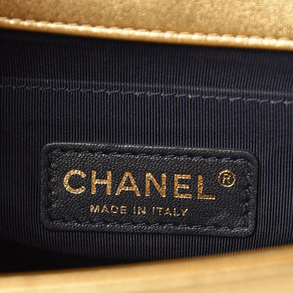 Chanel Metallic Lambskin Embossed Small Cube Boy Flap Gold 6 of 14