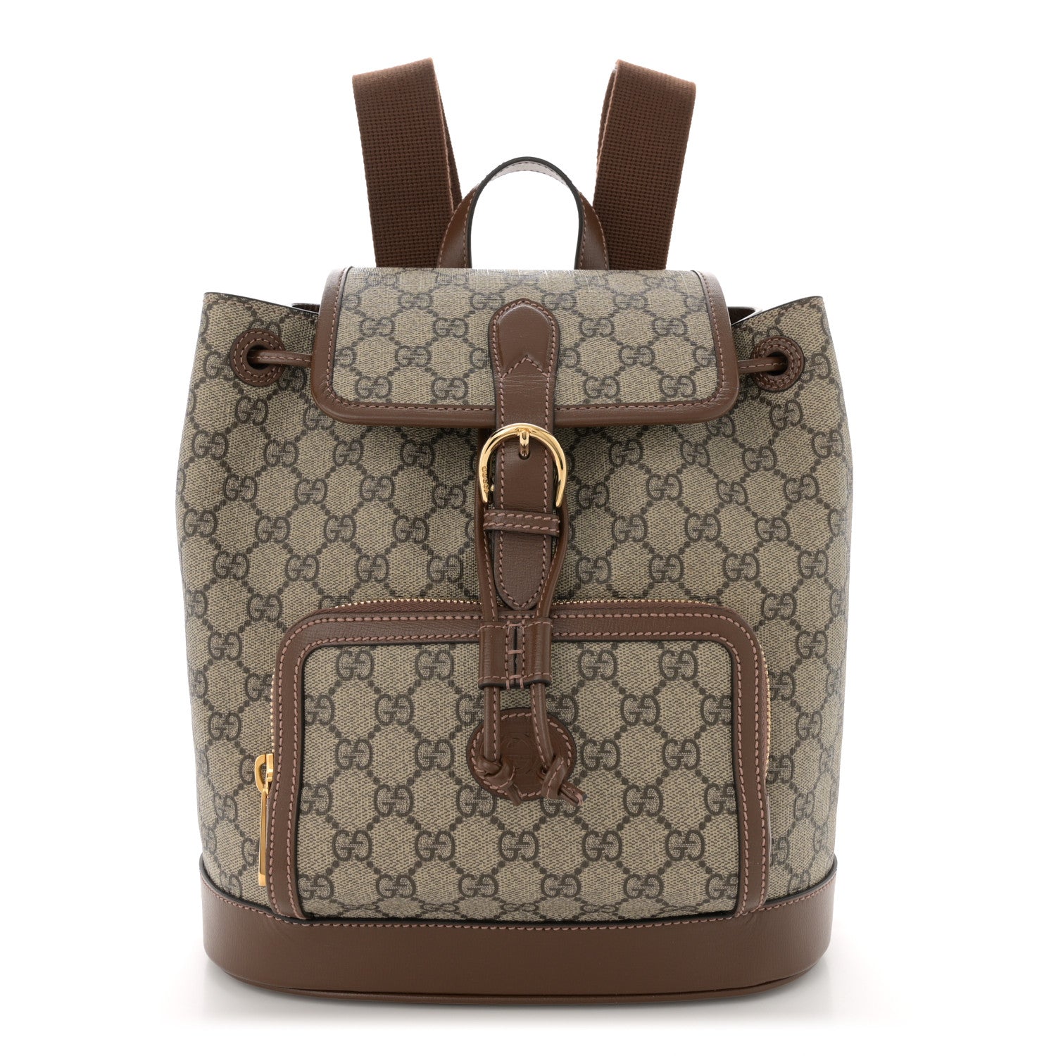 Gucci GG Supreme Monogram Azalea Calfskin Retro Interlocking G Buckle Backpack Beige Ebony Brown Sugar 1 of 14