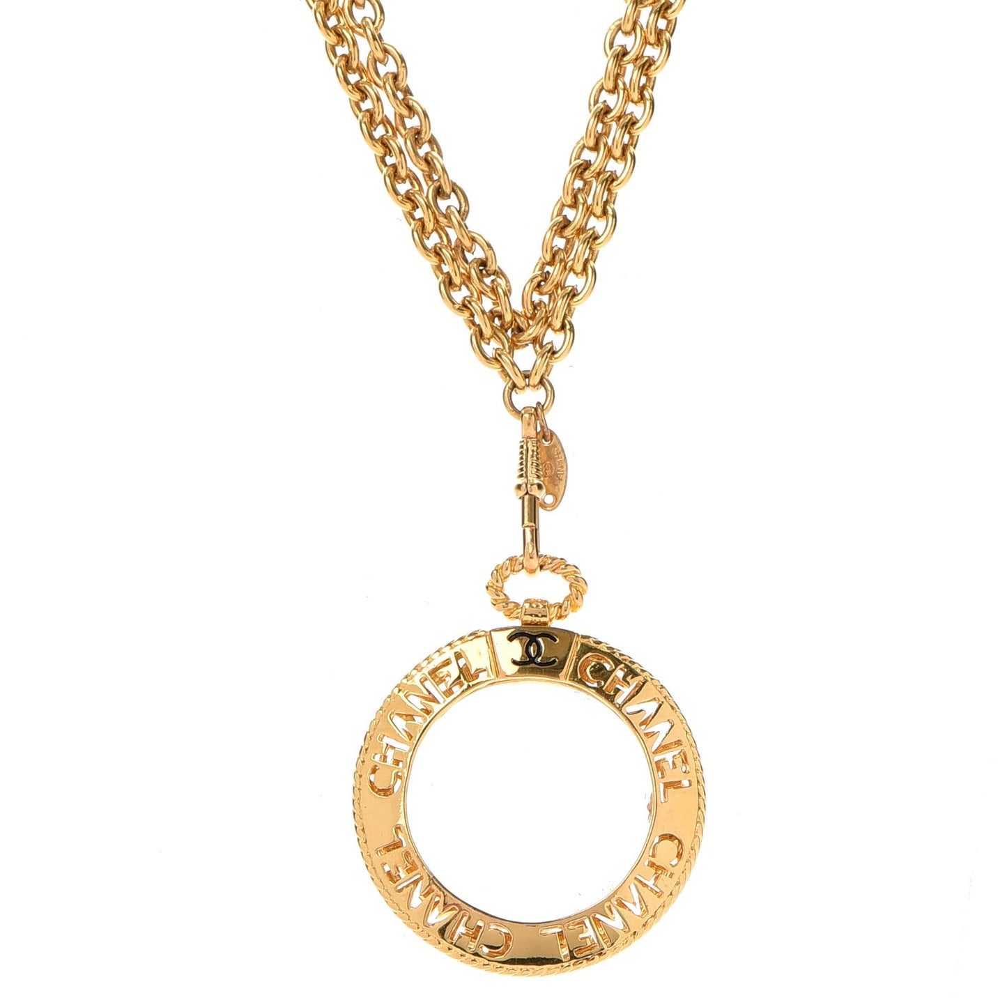Pearl Loupe Magnifying Glass Necklace Gold