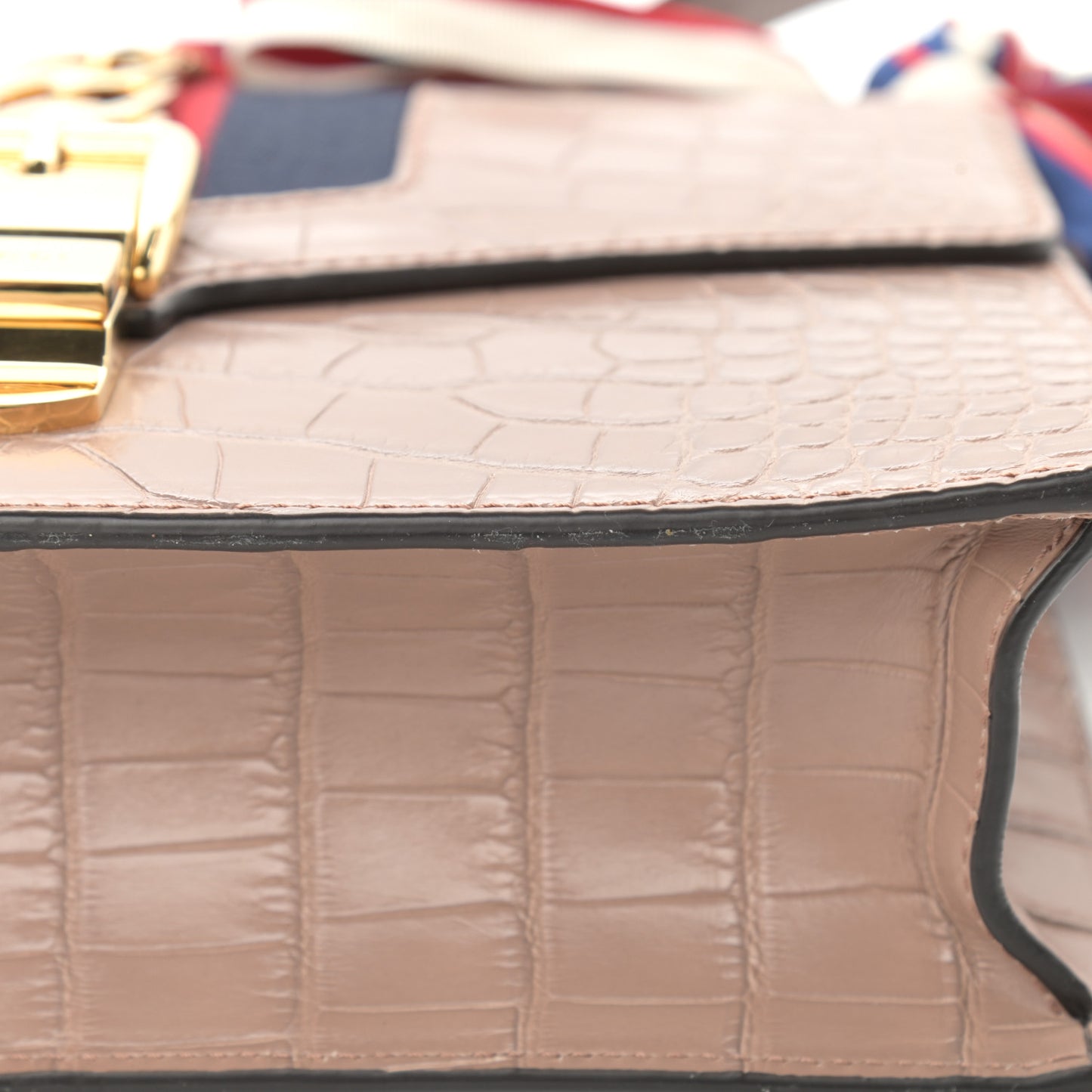 Alligator Small Sylvie Shoulder Bag Beige