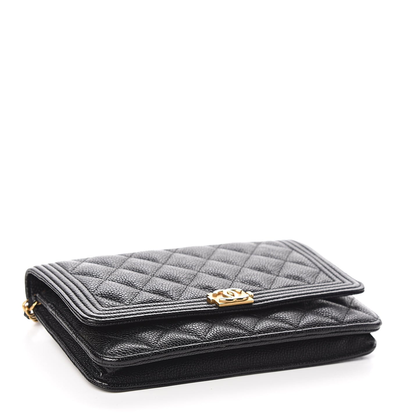 Caviar Quilted Boy Wallet On Chain WOC Black