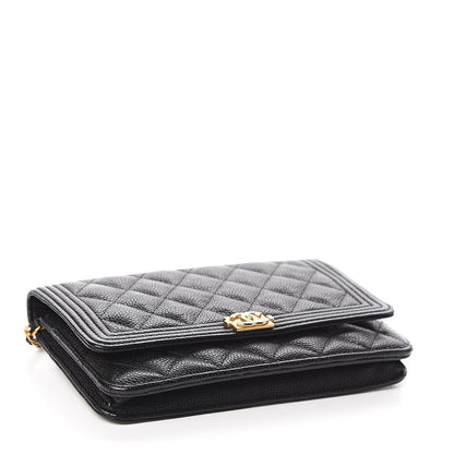 Chanel Caviar Quilted Boy Wallet On Chain WOC Black 4 of 12
