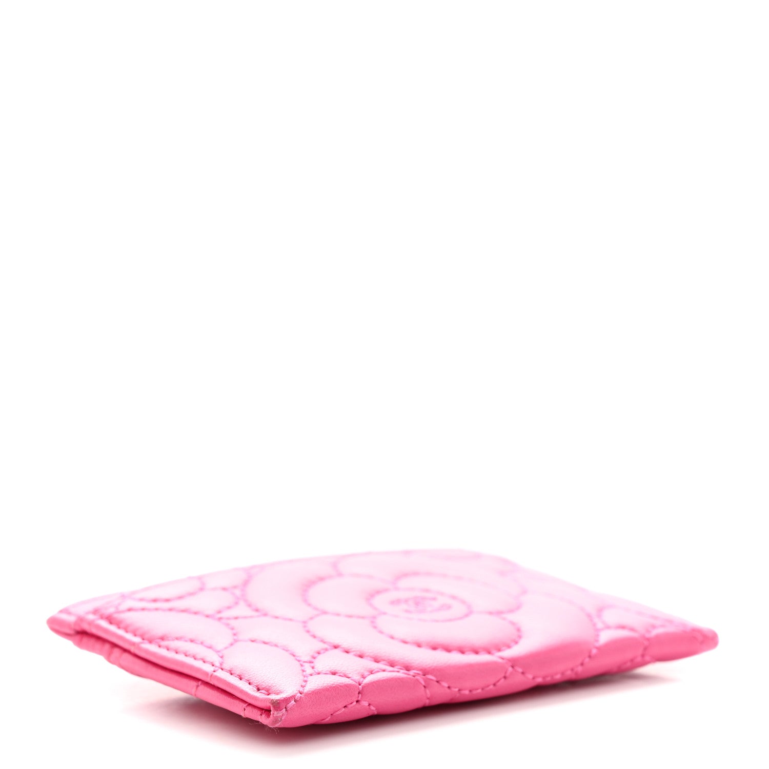 Chanel Lambskin Camellia Embossed Card Holder Fuchsia 4 of 13