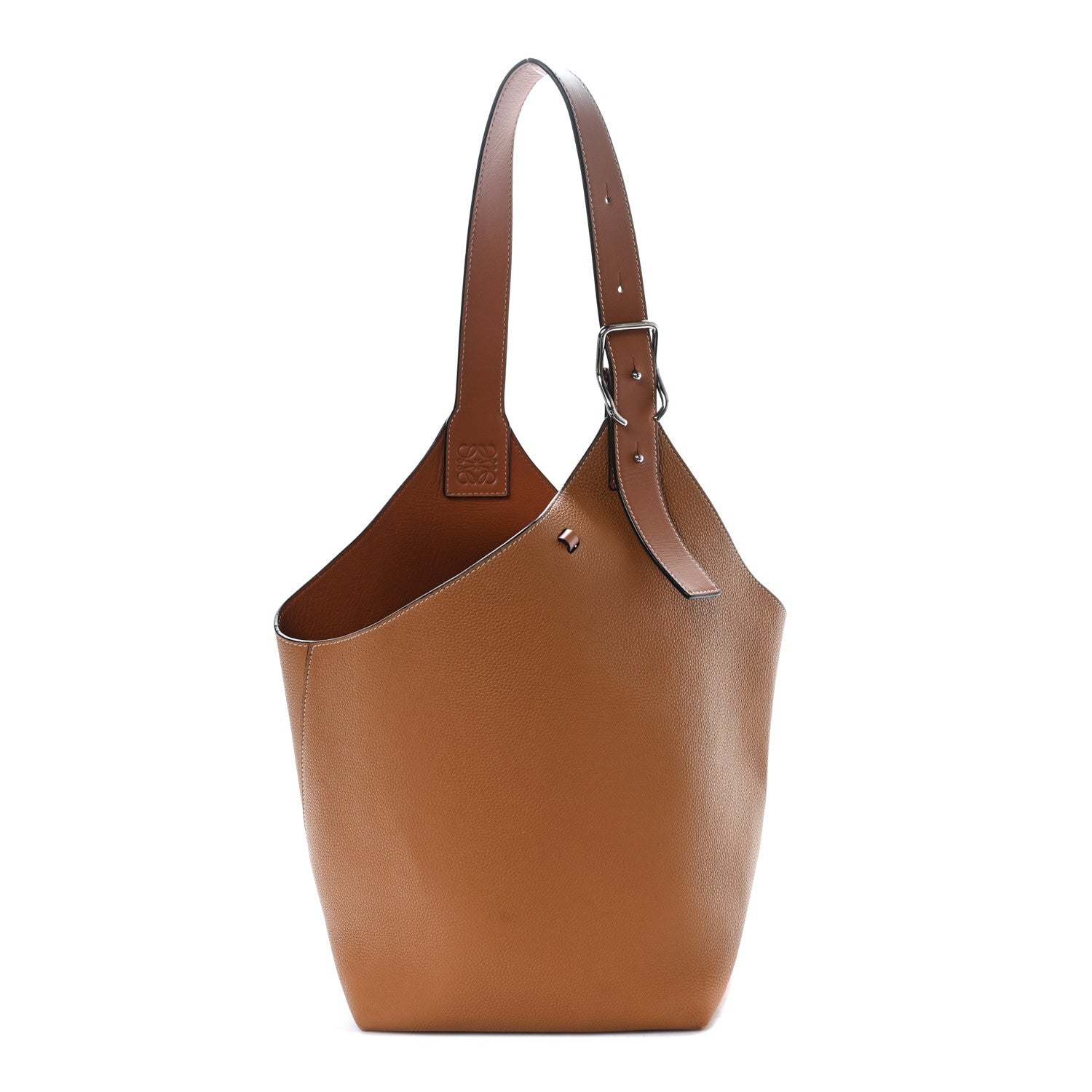 Loewe Calfskin Belted Balloon Bucket Shoulder Bag Tan 1 of 10