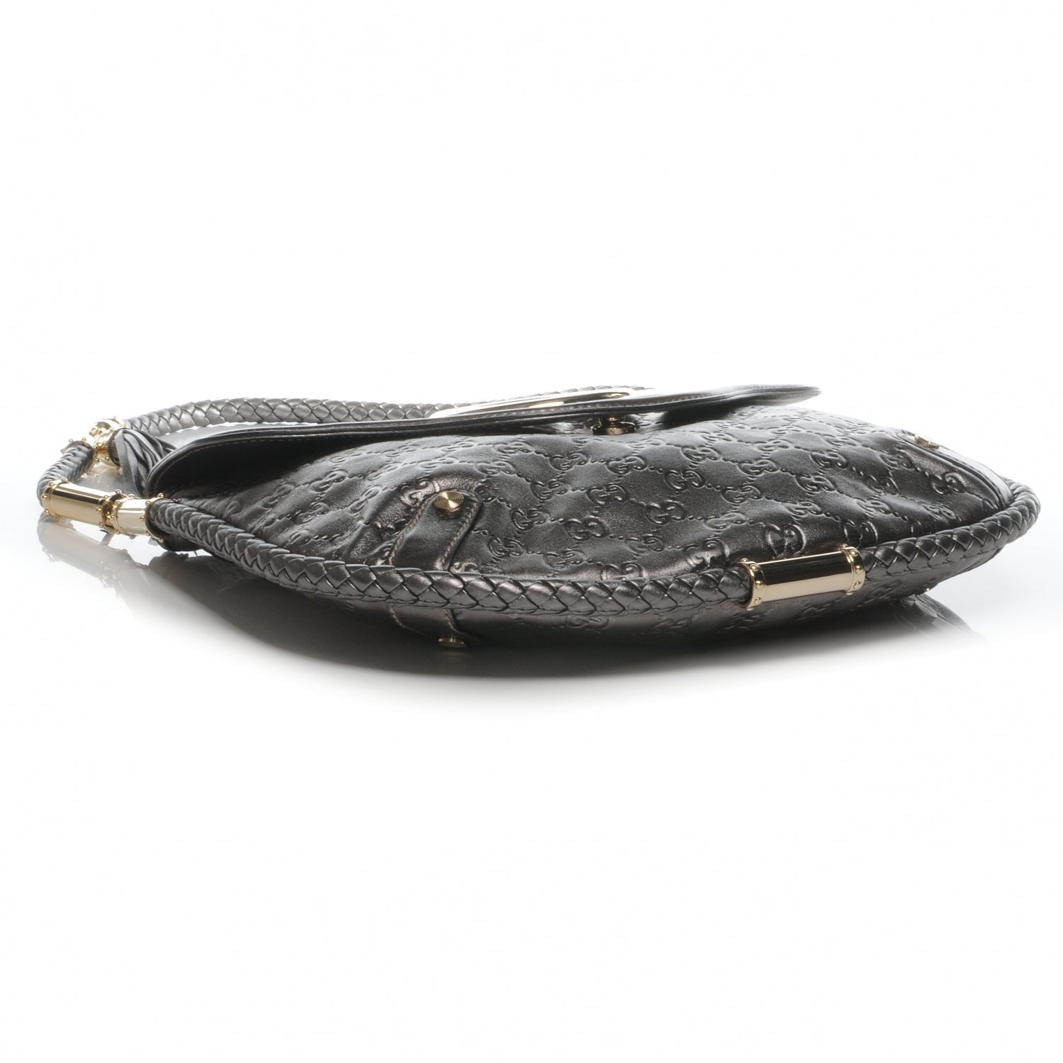 Gucci Guccissima Britt Tassel Shoulder Bag Gunmetal 4 of 7