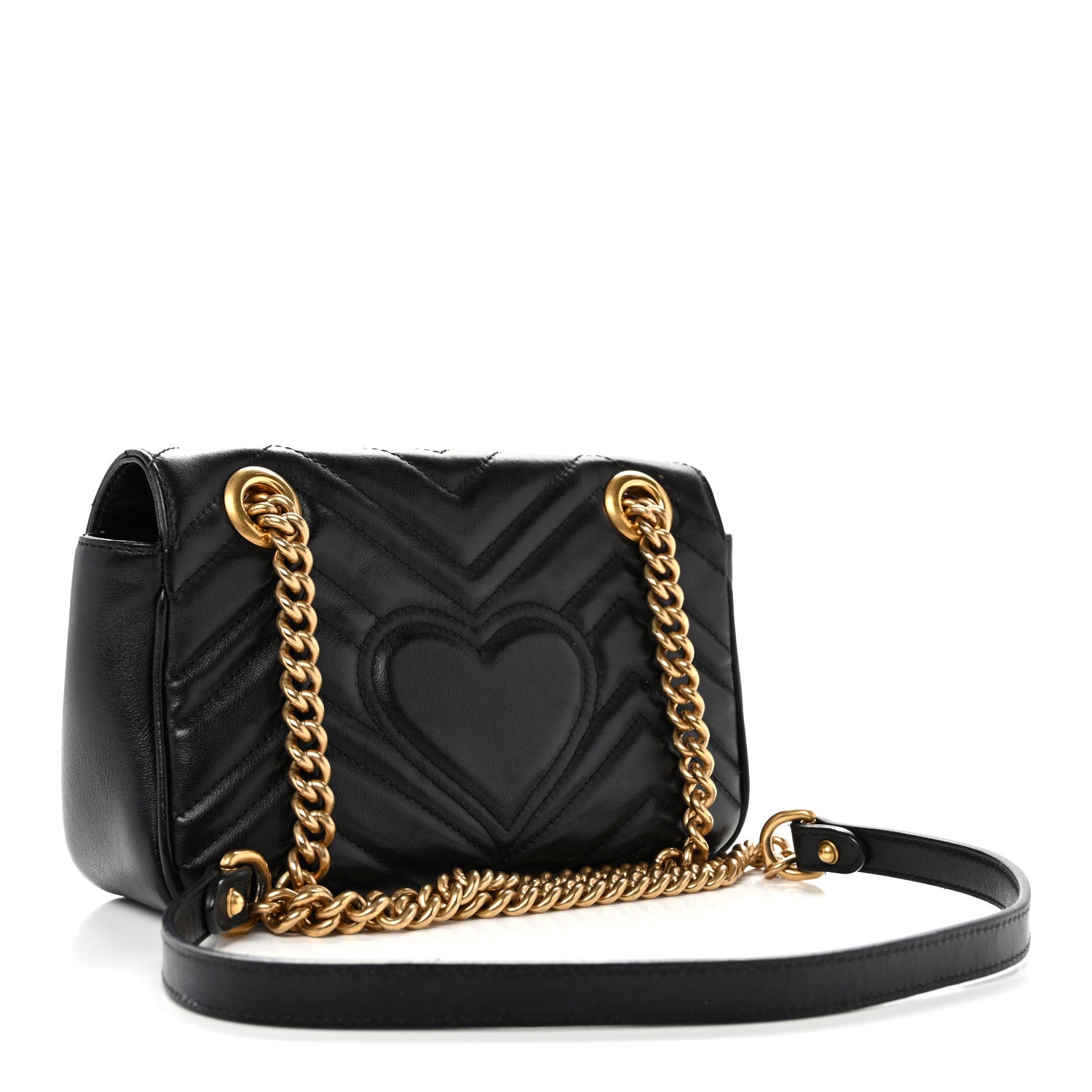 Gucci Calfskin Matelasse Mini GG Marmont Shoulder Bag Black 3 of 15